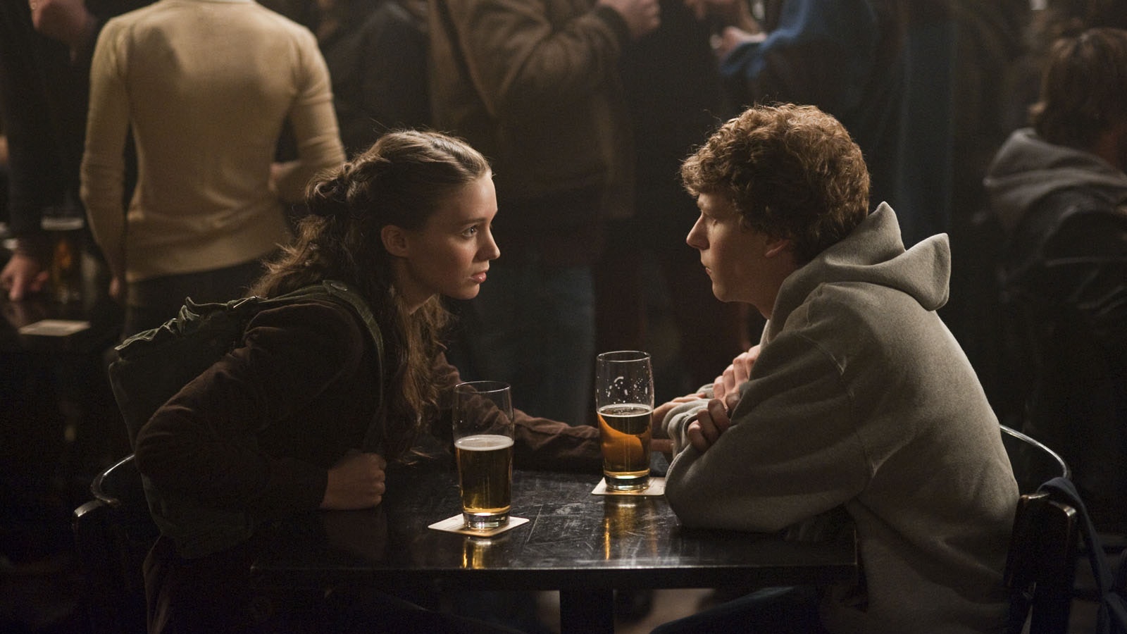 Rooney Mara, left, and Jesse Eisenberg in Columbia Pictures' "The Social Network."